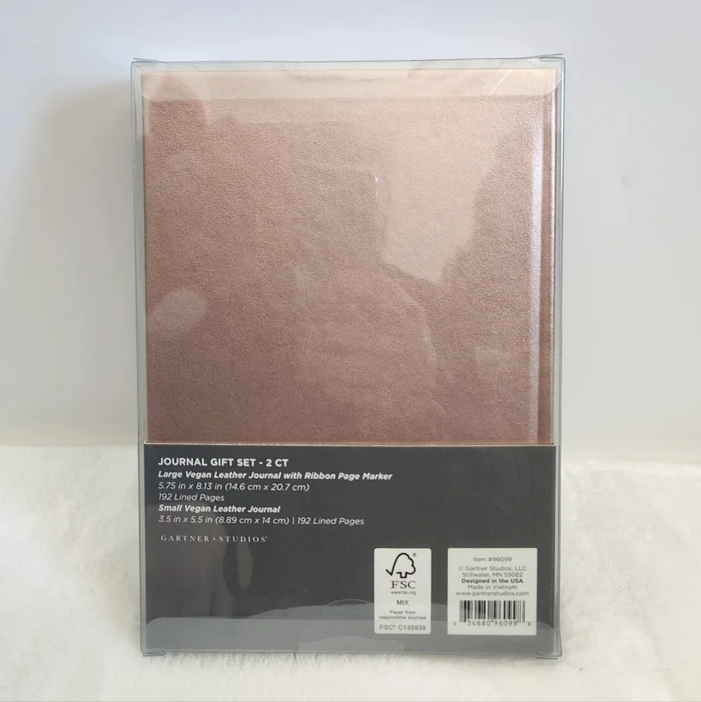 Gartner Studios Brown Rose Gold Vegan Leather Journal 2 Piece Gift Set NWT